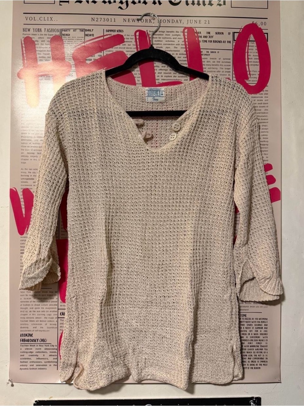90s Deadstock Vibe Sears St. John's Bay Cream Crochet Top